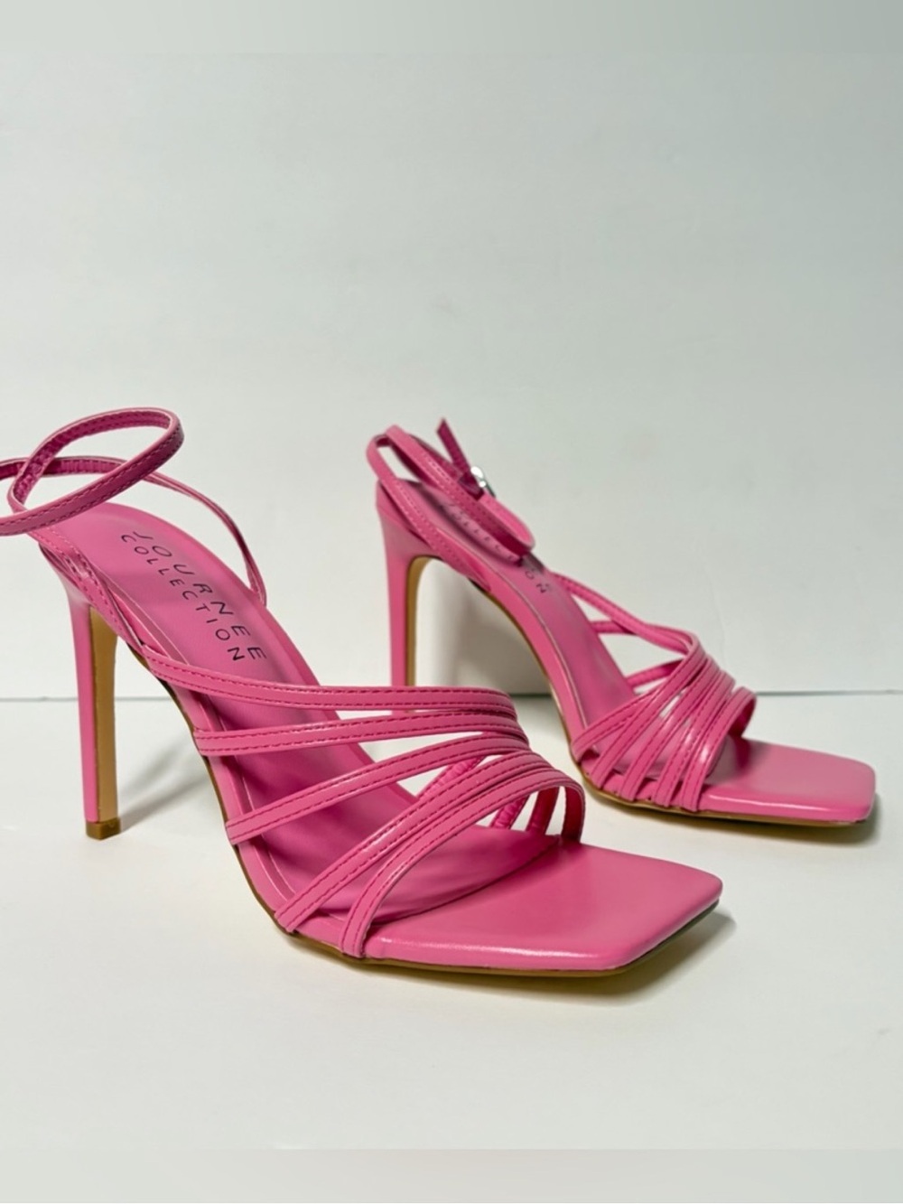 Journee Collection Barbie Pink Stiletto Square Toe Heels